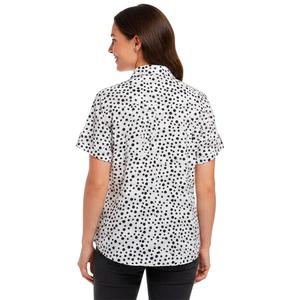 Womens Notations Short Sleeve Dot Button Front Blouse alternate view
