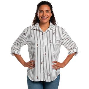 Plus Size Notations Roll Tab Sleeve Cheetah Stripe Button Down