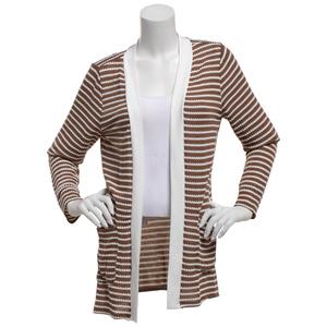 Womens Notation Long Sleeve Stripe Texture Cardigan alternate view