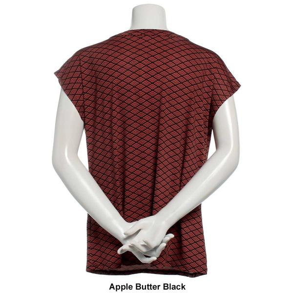 Petite Notations Short Sleeve Diamond Grommet Neck Blouse alternate view