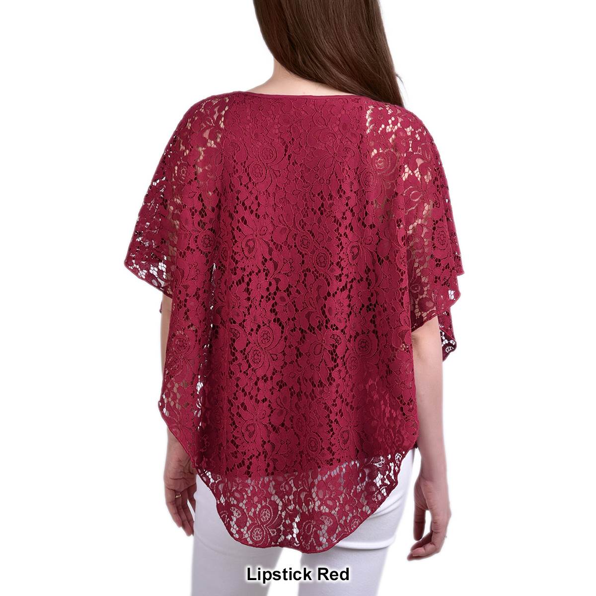 Petite NY Collection Lace Poncho Blouse