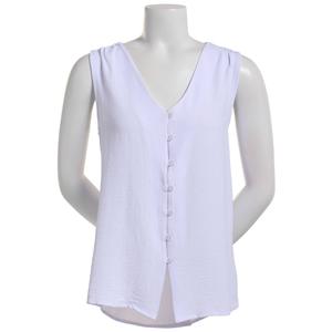 Petite Notations Sleeveless Button Front Air Flow Solid Blouse alternate view