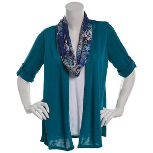 Petite Notations 3/4 Roll Tab Sleeve Three In One Hacci Blouse alternate view