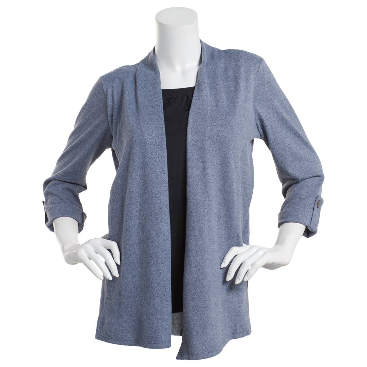 Plus Size Notations Long Sleeve Hacci 2Fer Cardigan