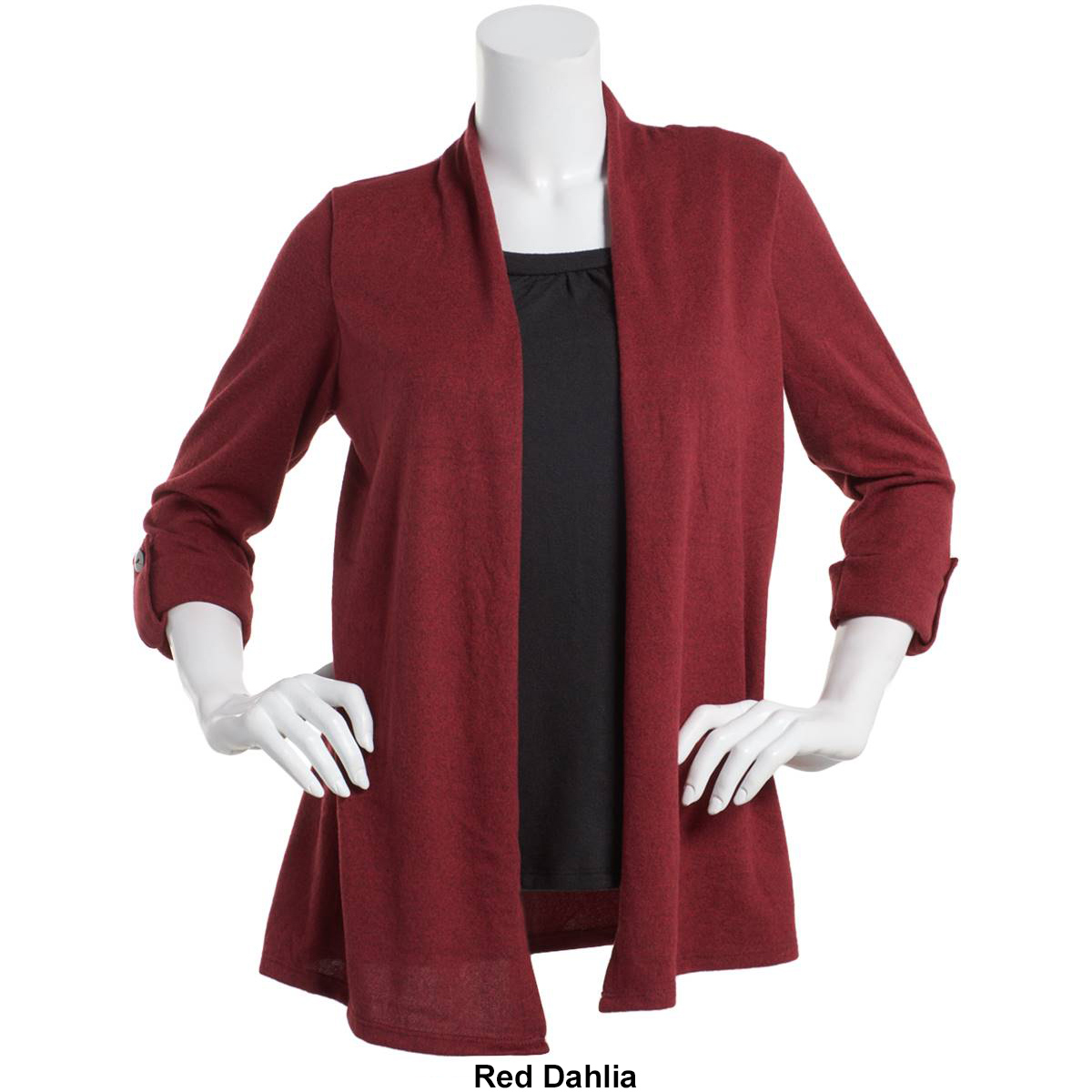 Plus Size Notations Long Sleeve Hacci 2Fer Cardigan