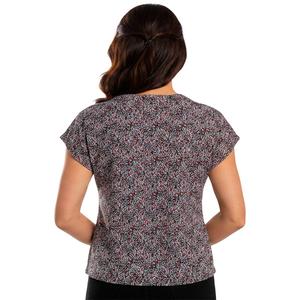 Petite Notations Short Sleeve Abstract Keyhole Neck Blouse alternate view