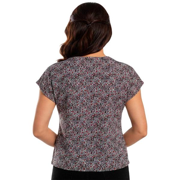Petite Notations Short Sleeve Abstract Keyhole Neck Blouse alternate view