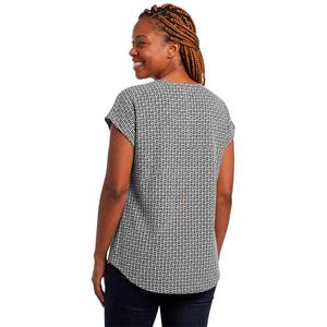 Petite Notations Short Sleeve Grommet Neck Geometric Blouse alternate view
