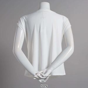 Petite Notations Short Sleeve Solid Basic Shell Blouse alternate view
