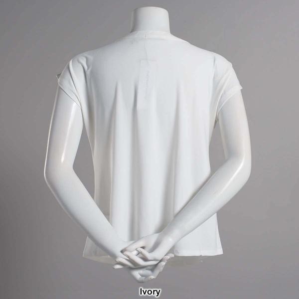 Petite Notations Short Sleeve Solid Basic Shell Blouse alternate view