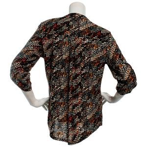 Womens Notations 3/4 Sleeve Jacquard Pintuck 1/2 Button Blouse alternate view