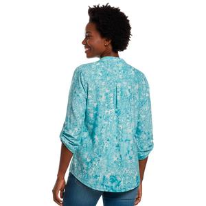 Petite Notations 3/4 Sleeve Floral Pleat Button Front Blouse alternate view