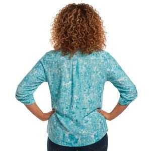 Plus Size Notations 3/4 Sleeve Floral Pleat Button Front Blouse alternate view