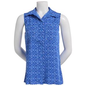 Petite Notations Sleeveless Button Front Diamond Blouse alternate view
