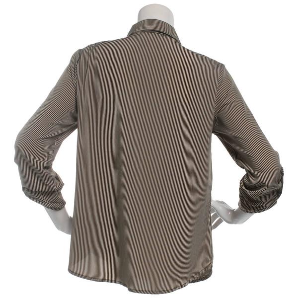 Womens Notations Long Sleeve Silky Stripe Casual Button Down alternate view