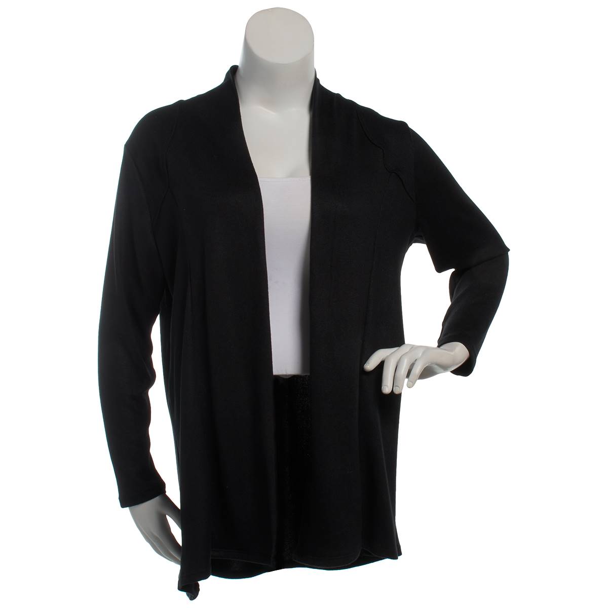 Plus Size Notations Long Sleeve Solid Long Cardigan