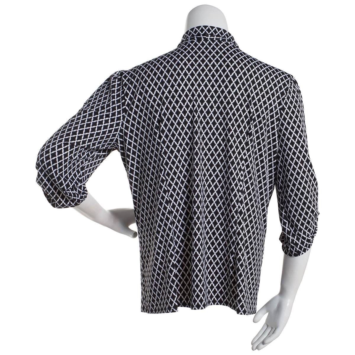 Plus Size Notations 3/4 Tab Sleeve Diamond Casual Button Down