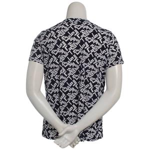 Plus Size Notations Short Sleeve Geo Keyhole Blouse alternate view