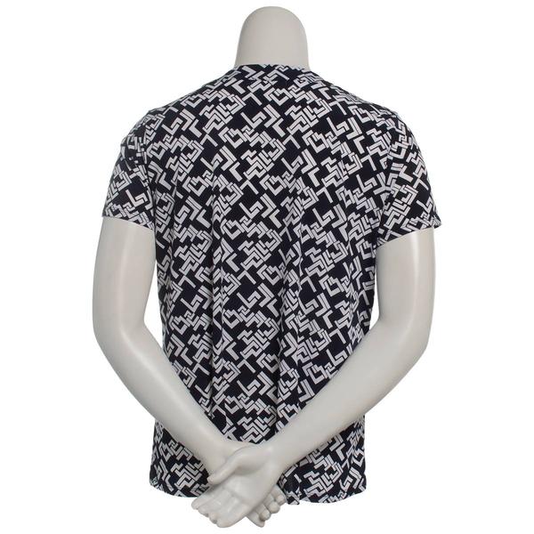 Plus Size Notations Short Sleeve Geo Keyhole Blouse alternate view