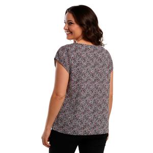 Plus Size Notations Tulip Sleeve Bar Neck Abstract Blouse alternate view