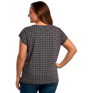 Plus Size Notations Tulip Sleeve Double Bar Neck Dot Blouse alternate view