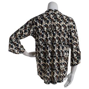Plus Size Notations 3/4 Sleeve Jacquard Henley Blouse alternate view