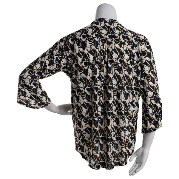 Plus Size Notations 3/4 Sleeve Jacquard Henley Blouse alternate view