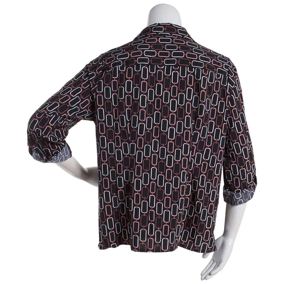 Plus Size Notations 3/4 Sleeve Linked Casual Button Down