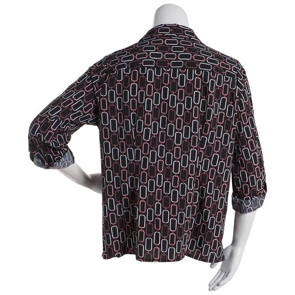 Plus Size Notations 3/4 Sleeve Linked Casual Button Down alternate view