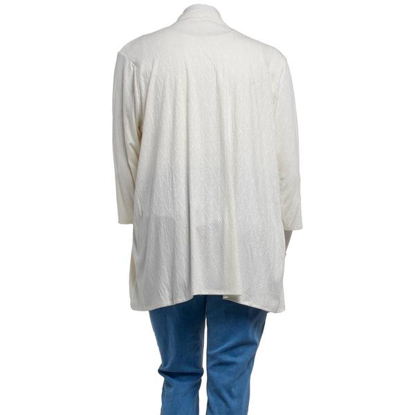 Plus Size Notations 3/4 Sleeve Solid Diamond Knit Cardigan alternate view