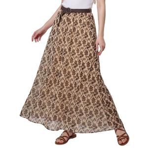 Womens NY Collection Belt Waist Chiffon Floral Maxi Skirt