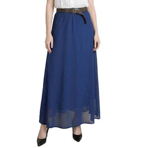 Womens NY Collection Belt Waist Solid Chiffon Maxi Skirt