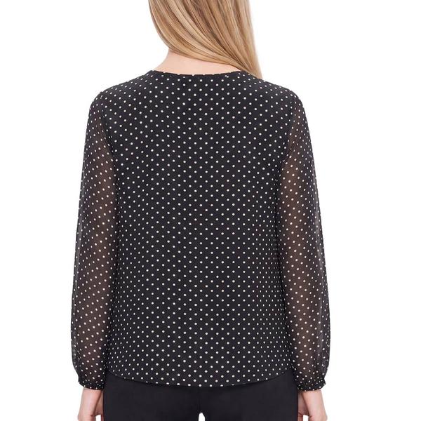 Womens NY Collection Long Sleeve Tie Neck Dot Blouse alternate view