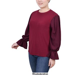 Womens NY Collection Long Silky Stripe Sleeve Knit Blouse alternate view