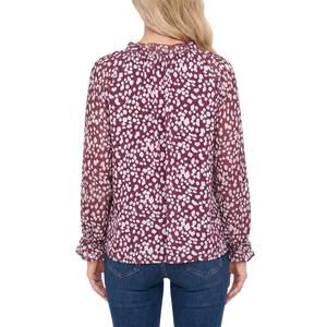 Womens NY Collection Long Sleeve Tie Neck Abstract Dot Blouse alternate view