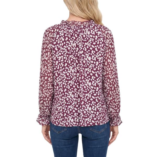 Womens NY Collection Long Sleeve Tie Neck Abstract Dot Blouse alternate view
