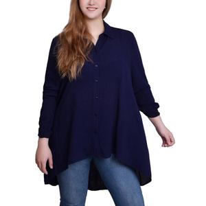 Womens NY Collection 3/4 Sleeve Roll Tab Sleeve Solid Blouse alternate view