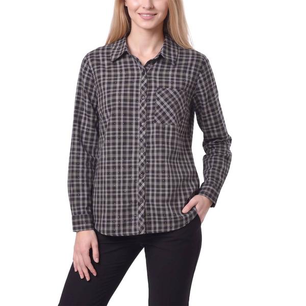 Womens NY Collection Long Sleeve Plaid Casual Button Down