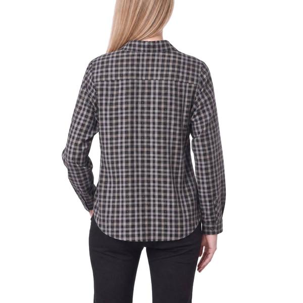 Womens NY Collection Long Sleeve Plaid Casual Button Down alternate view