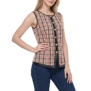 Womens NY Collection Plaid Pleather Vest alternate view