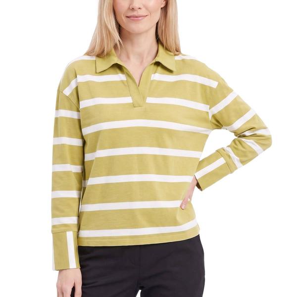 Womens NY Collection Long Sleeve Stripe French Terry Polo alternate view