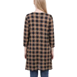 Womens NY Collection 3/4 Sleeve Plaid Hacci Cardigan alternate view