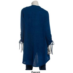 Womens NY Collection Asymmetric Tie Sleeve Long Ruched Cardigan alternate view