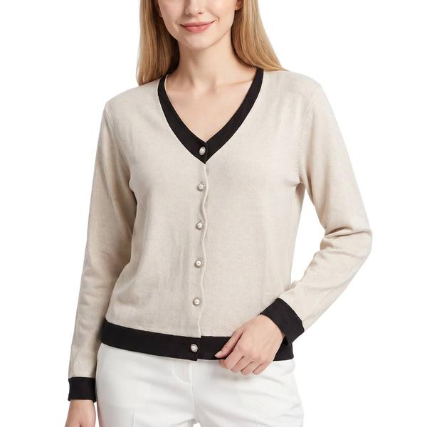 Womens NY Collection Long Sleeve Pearl Button Cardigan alternate view