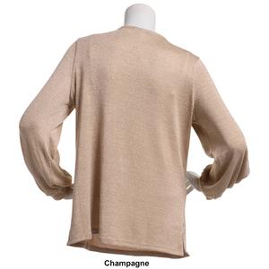Womens NY Collection Long Sleeve Solid Metallic Hacci Blouse alternate view