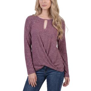 Womens NY Collection Long Sleeve Twist Front Keyhole Tee
