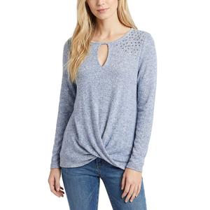 Womens NY Collection Long Sleeve Twist Front Keyhole Tee alternate view