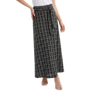 Womens NY Collection Tie Waist Weave Plaid Maxi Skirt