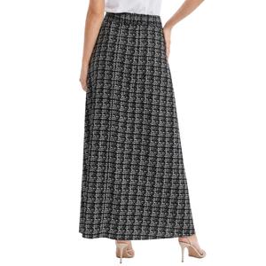 Womens NY Collection Tie Waist Weave Plaid Maxi Skirt alternate view