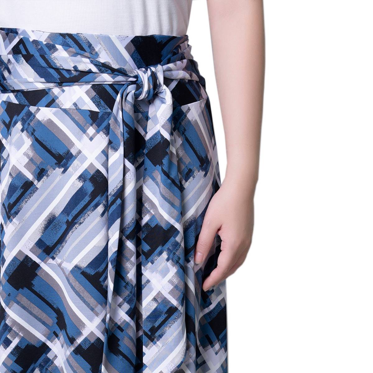 Womens NY Collection Pull On Tie Waist Crosshatch Skirt